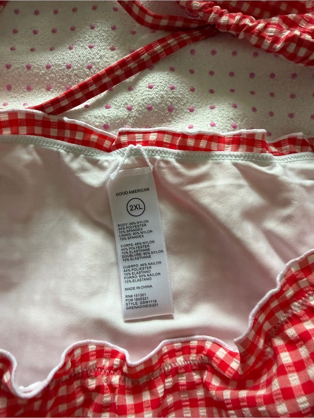 NWT SET - (READ DESCRIPTION) Good American red Gingham Triangle Tie-Side Bikini - Picture 8 of 8